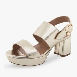 AEROSOLES Gold Platform Sandals with Block Heel